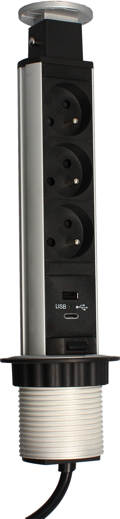 Bloc prises escamotables 3 prises 2P+T +2 USB  image